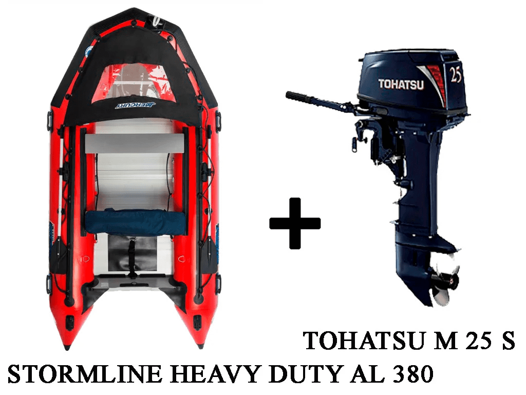 Купить Лодка ПВХ STORMLINE HEAVY DUTY AL 380 + 2х-тактный лодочный мотор TOHATSU M 25 S в Новосибирске