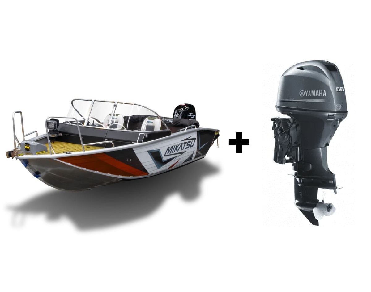 Купить Комплект Алюминиевая лодка (катер) Mikatsu (Микатсу) 475 (Z43) Premium + мотор Yamaha F60FETL в Новосибирске